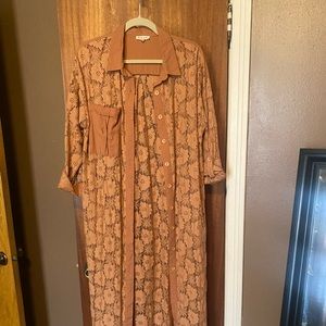 Orange duster. Flower lace. 52 inches long.